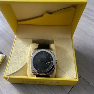 Invicta Black and Silver Watch in Yellow Box